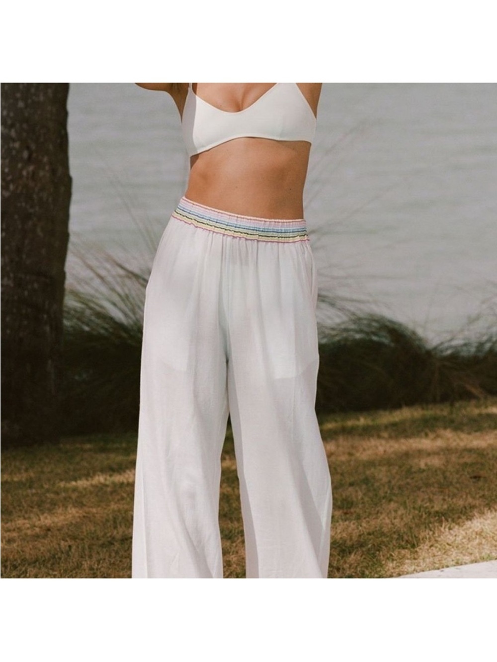 Solid & Striped Leila Wide Leg Pant | Rainbow Chain Stitch | Size S